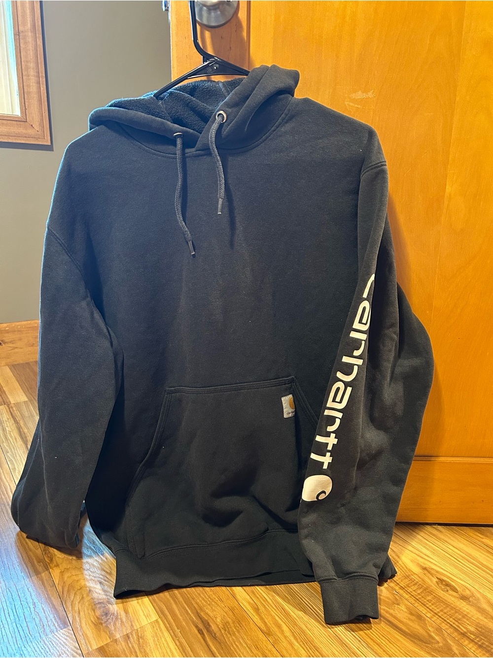 Carhartt Black Pullover Hoodie with Sleeve Logo